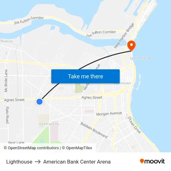 Lighthouse to American Bank Center Arena map