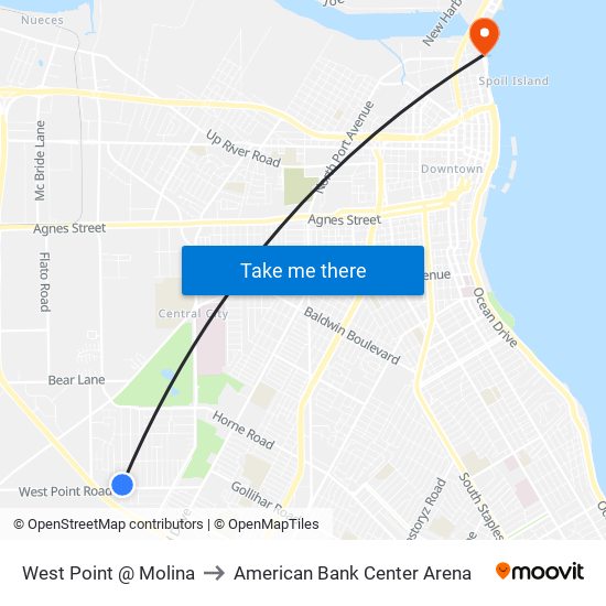 West Point @ Molina to American Bank Center Arena map