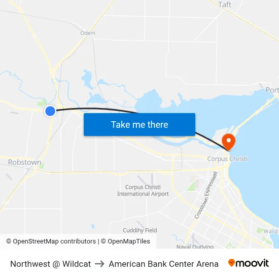 Northwest @ Wildcat to American Bank Center Arena map