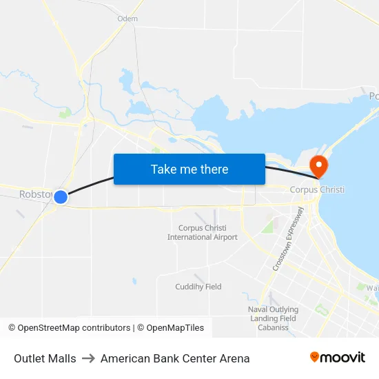 Outlet Malls to American Bank Center Arena map