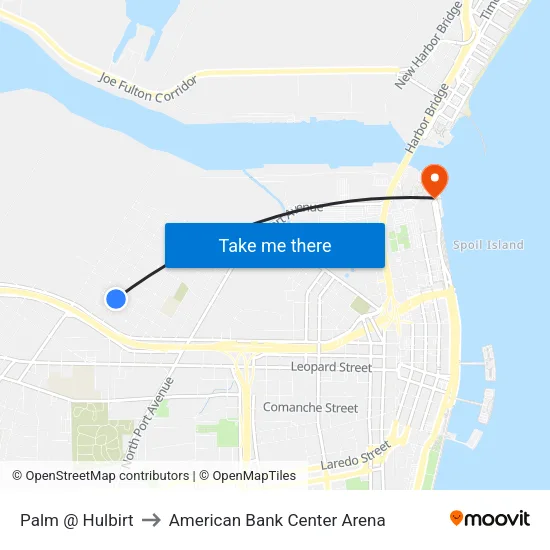 Palm @ Hulbirt to American Bank Center Arena map