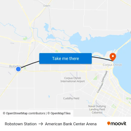 Robstown Station to American Bank Center Arena map