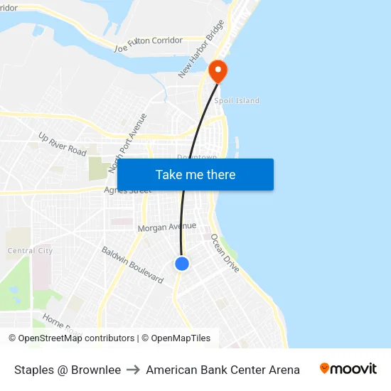 Staples @ Brownlee to American Bank Center Arena map