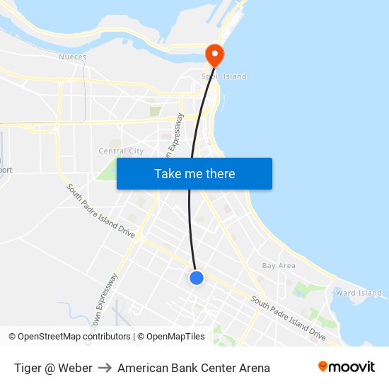 Tiger @ Weber to American Bank Center Arena map