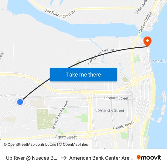 Up River @ Nueces Bay to American Bank Center Arena map