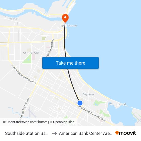 Southside Station Bay J to American Bank Center Arena map