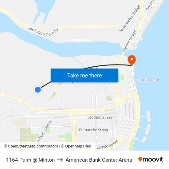 1164-Palm @ Minton to American Bank Center Arena map