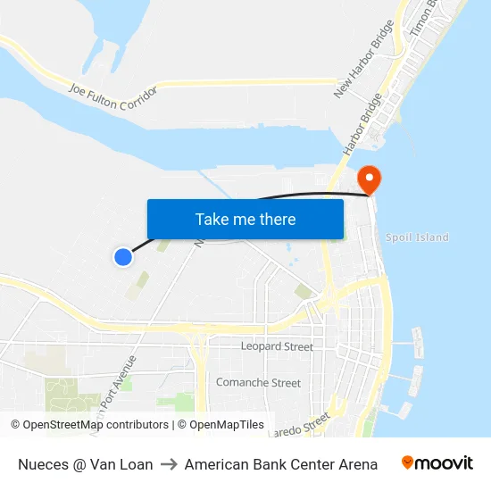 Nueces @ Van Loan to American Bank Center Arena map
