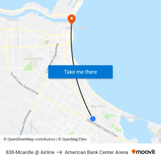 838-Mcardle  @  Airline to American Bank Center Arena map