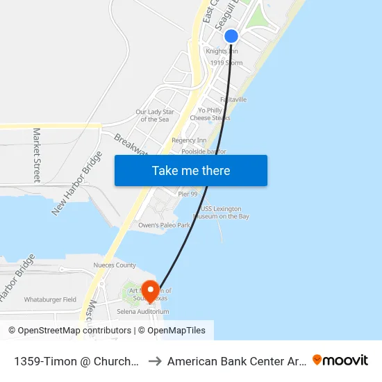 1359-Timon @ Churchdale to American Bank Center Arena map