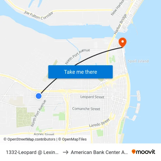 1332-Leopard @ Lexington to American Bank Center Arena map