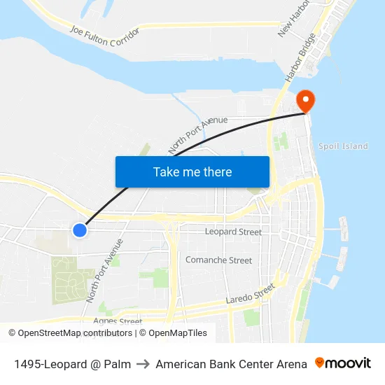 1495-Leopard @ Palm to American Bank Center Arena map