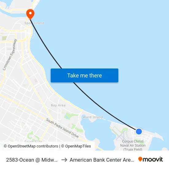 2583-Ocean @ Midway to American Bank Center Arena map
