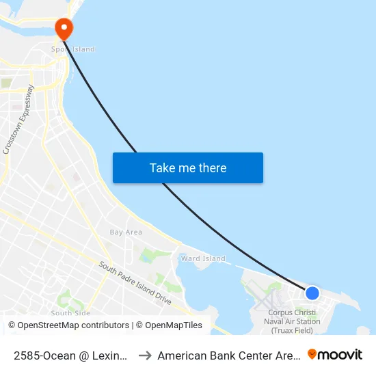 2585-Ocean @ Lexingto to American Bank Center Arena map