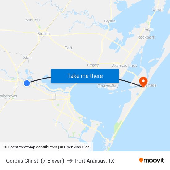 Corpus Christi (7-Eleven) to Port Aransas, TX map