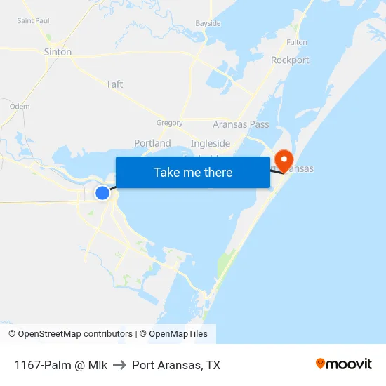 1167-Palm @ Mlk to Port Aransas, TX map