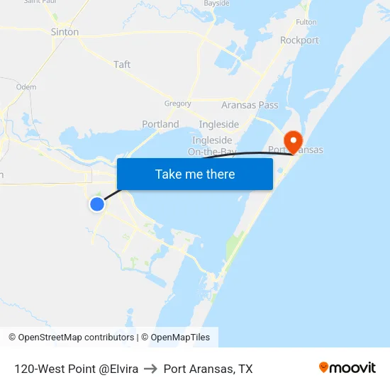 120-West Point @Elvira to Port Aransas, TX map