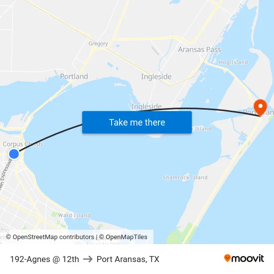 192-Agnes @ 12th to Port Aransas, TX map