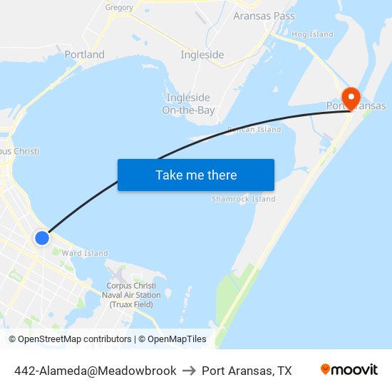 442-Alameda@Meadowbrook to Port Aransas, TX map