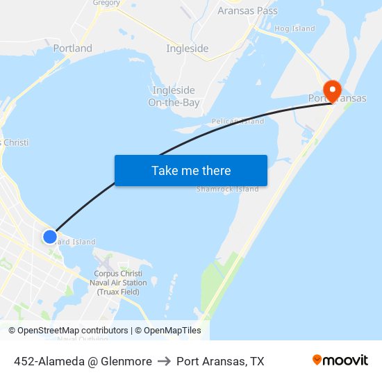 452-Alameda  @  Glenmore to Port Aransas, TX map