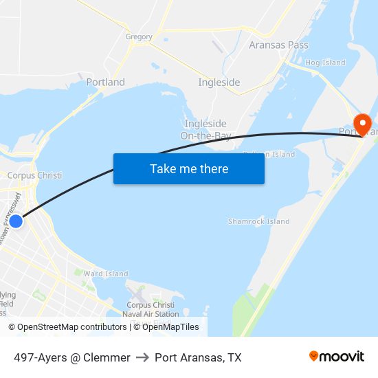 497-Ayers @ Clemmer to Port Aransas, TX map