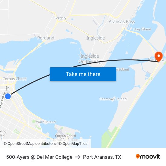 500-Ayers @ Del Mar College to Port Aransas, TX map