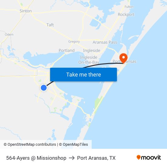 564-Ayers @ Missionshop to Port Aransas, TX map