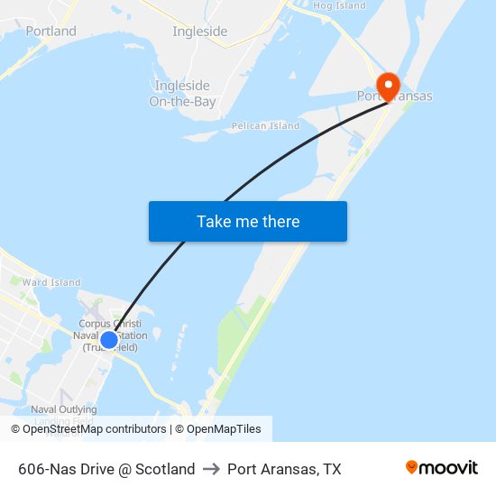 606-Nas Drive @ Scotland to Port Aransas, TX map