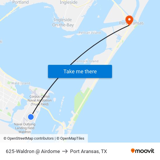 625-Waldron @ Airdome to Port Aransas, TX map