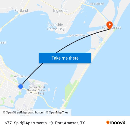 677- Spid@Apartments to Port Aransas, TX map