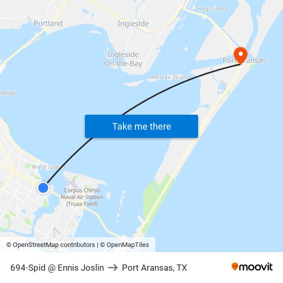 694-Spid @ Ennis Joslin to Port Aransas, TX map