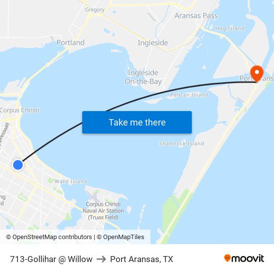 713-Gollihar @ Willow to Port Aransas, TX map