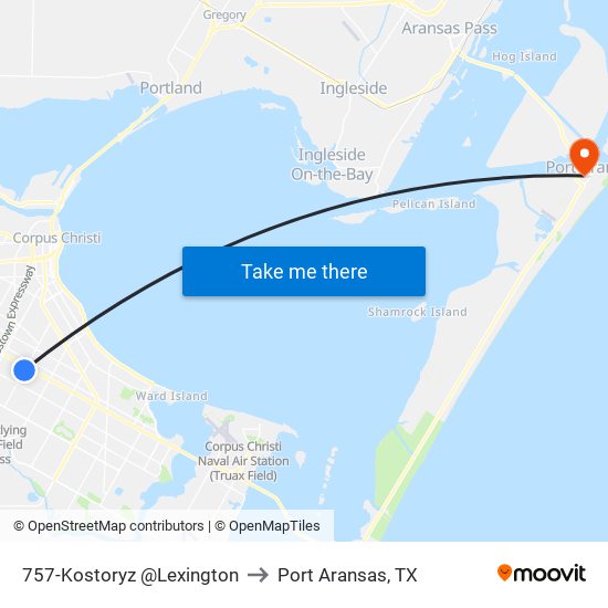 757-Kostoryz @Lexington to Port Aransas, TX map