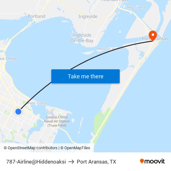 787-Airline@Hiddenoaksi to Port Aransas, TX map