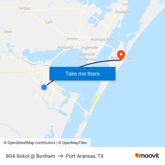 804-Sokol @ Bonham to Port Aransas, TX map