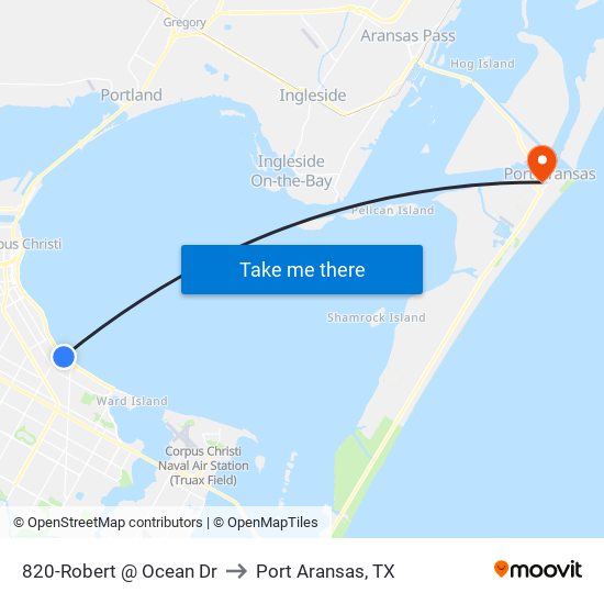 820-Robert @ Ocean Dr to Port Aransas, TX map