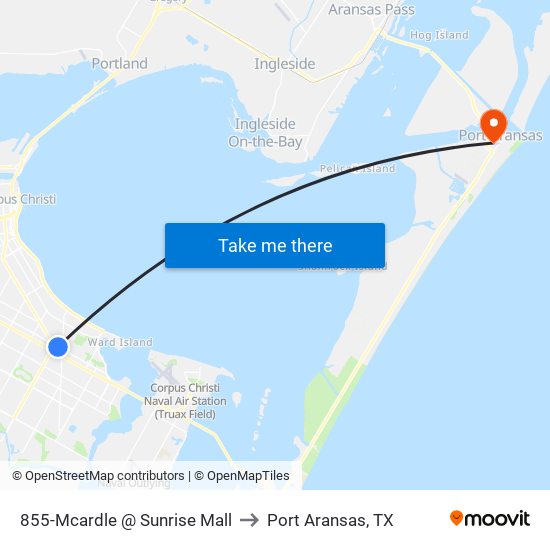 855-Mcardle @ Sunrise Mall to Port Aransas, TX map