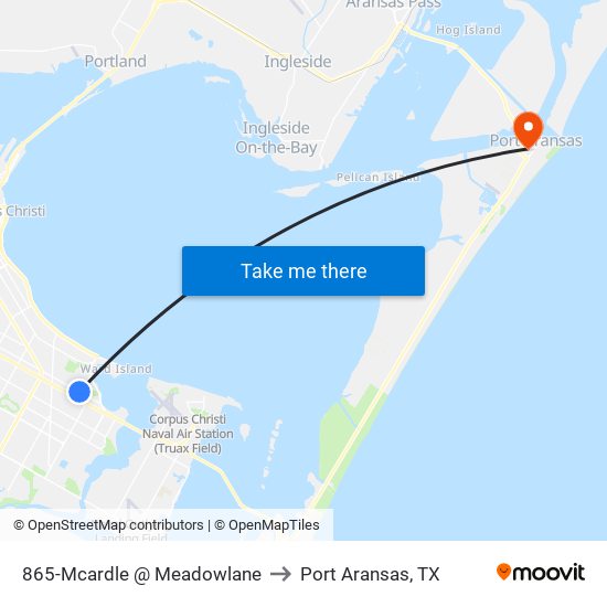 865-Mcardle @ Meadowlane to Port Aransas, TX map