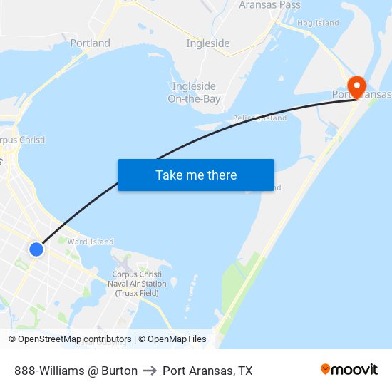 888-Williams @ Burton to Port Aransas, TX map