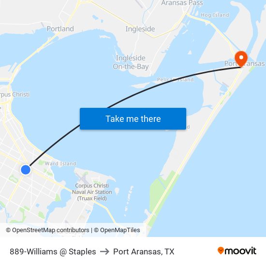 889-Williams @ Staples to Port Aransas, TX map