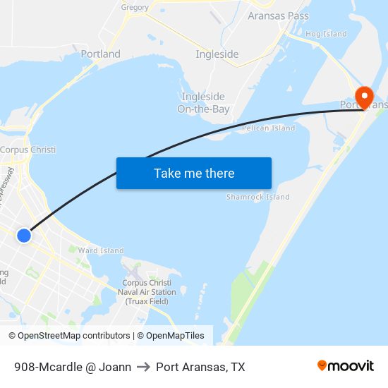 908-Mcardle @ Joann to Port Aransas, TX map