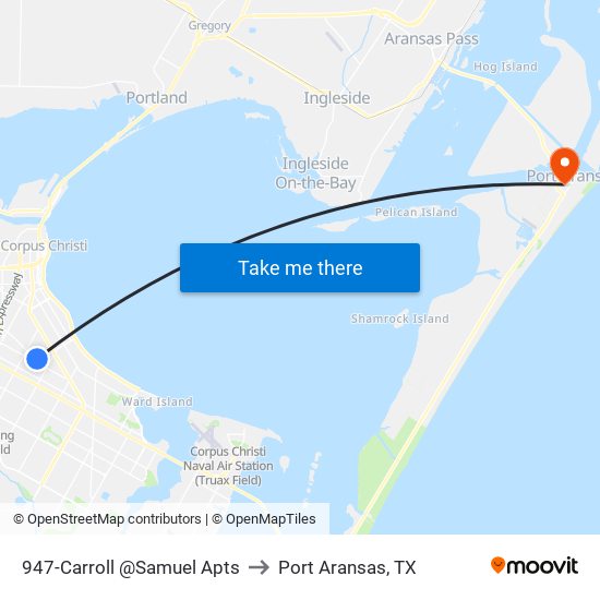 947-Carroll @Samuel Apts to Port Aransas, TX map