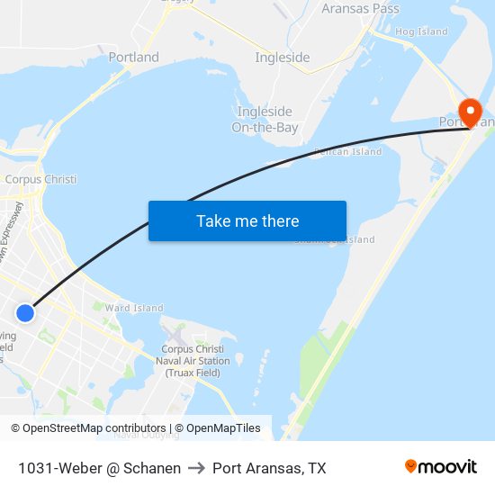 1031-Weber @ Schanen to Port Aransas, TX map