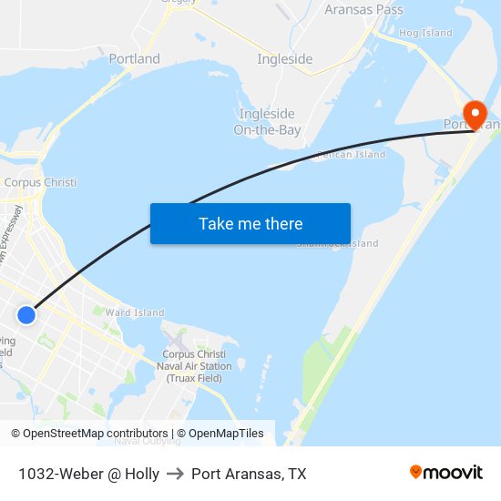 1032-Weber @ Holly to Port Aransas, TX map