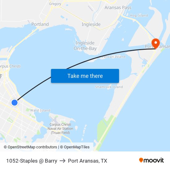 1052-Staples @ Barry to Port Aransas, TX map