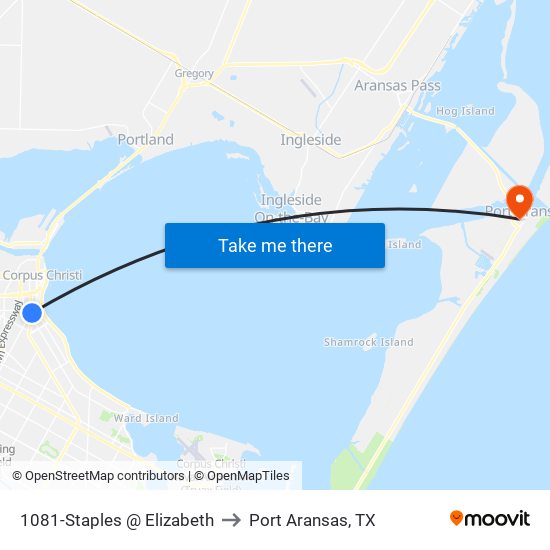 1081-Staples @ Elizabeth to Port Aransas, TX map