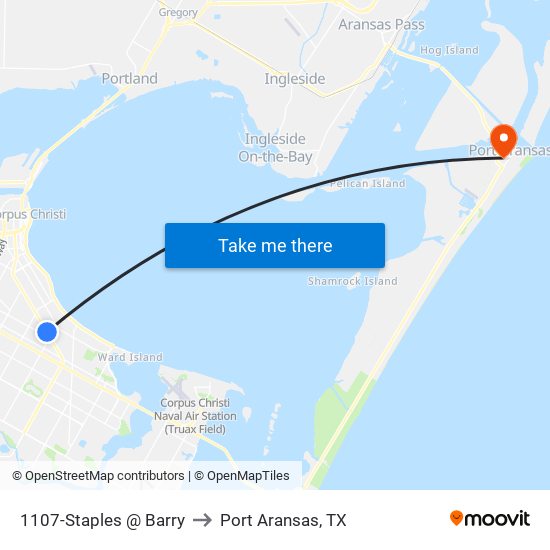 1107-Staples @ Barry to Port Aransas, TX map