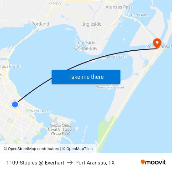 1109-Staples @ Everhart to Port Aransas, TX map