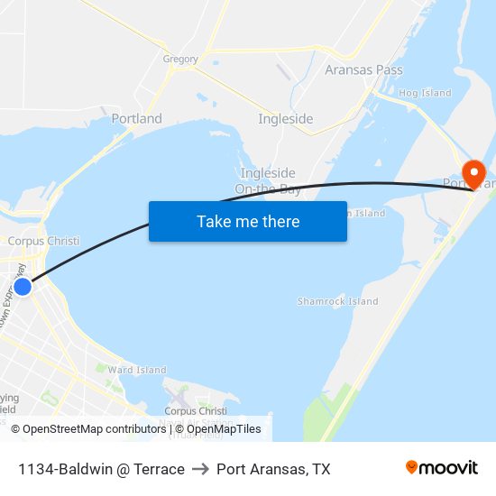 1134-Baldwin @ Terrace to Port Aransas, TX map