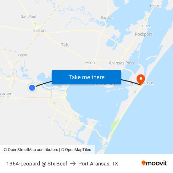 1364-Leopard @ Stx Beef to Port Aransas, TX map